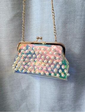 Holographic Pearl Formal Party Glam Handbag
